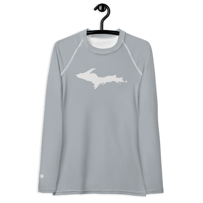 Michigan Upper Peninsula Rash Guard (w/ UP Outline) | Women's - Silver