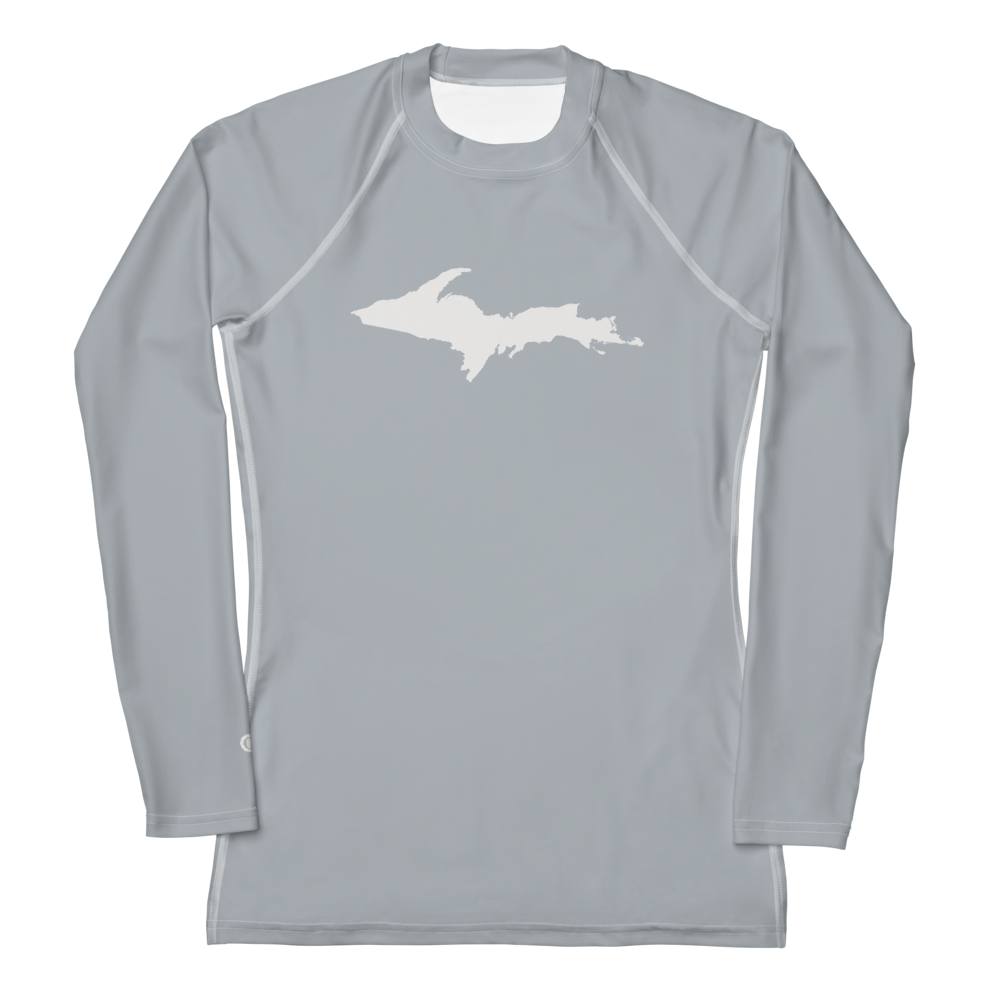 Michigan Upper Peninsula Rash Guard (w/ UP Outline) | Women's - Silver