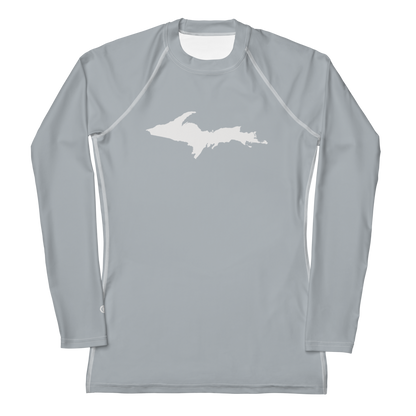 Michigan Upper Peninsula Rash Guard (w/ UP Outline) | Women's - Silver