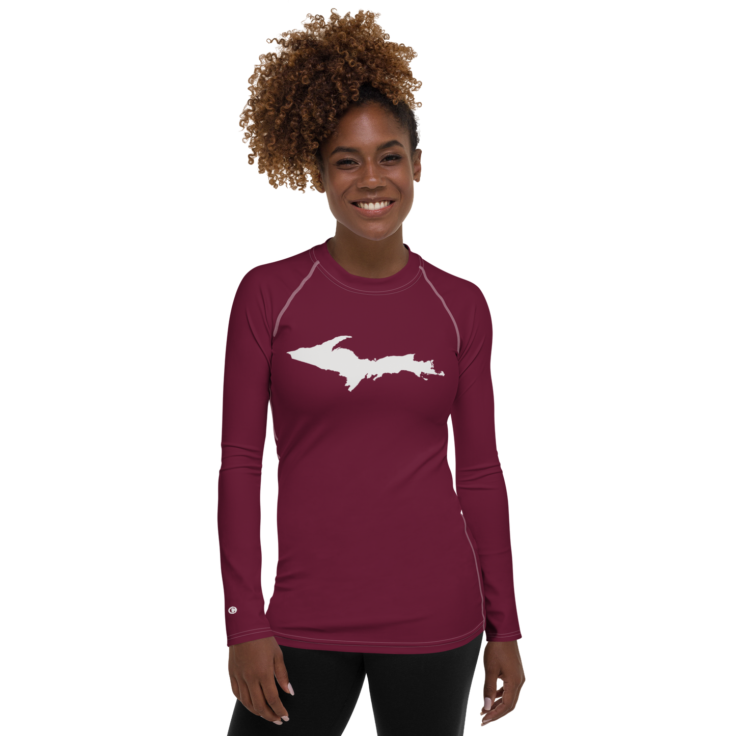 Michigan Upper Peninsula Rash Guard (w/ UP Outline) | Women's - Old Mission Burgundy