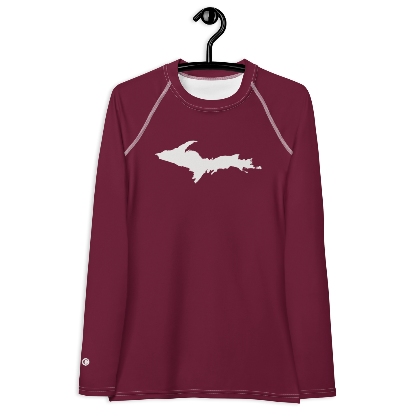 Michigan Upper Peninsula Rash Guard (w/ UP Outline) | Women's - Old Mission Burgundy