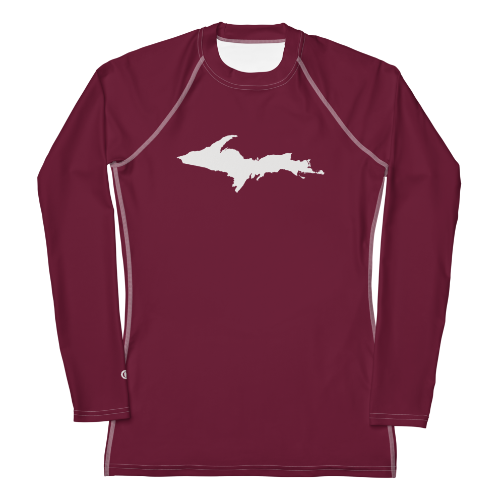 Michigan Upper Peninsula Rash Guard (w/ UP Outline) | Women's - Old Mission Burgundy