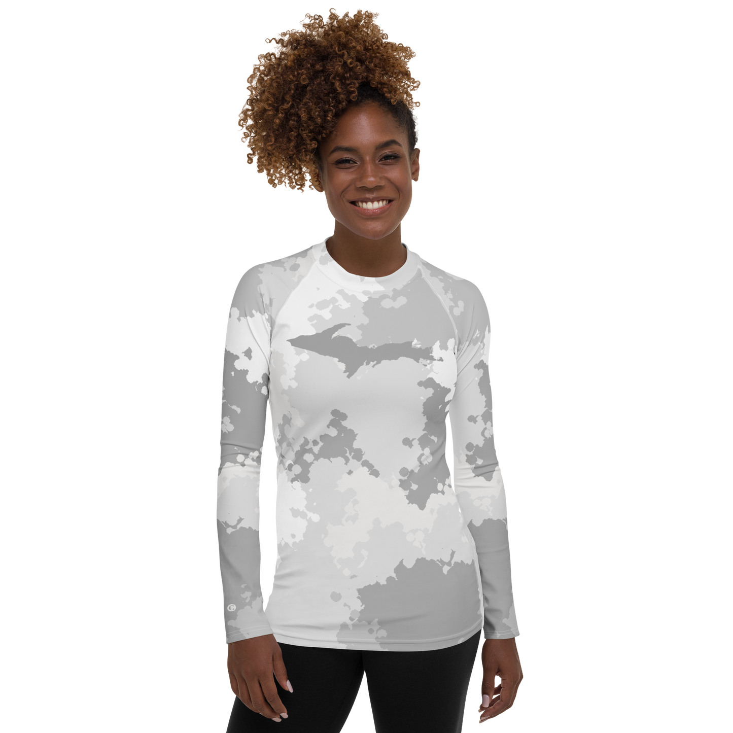 Michigan Upper Peninsula Rash Guard (w/ UP Outline) | Women's - Snow Camo