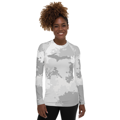 Michigan Upper Peninsula Rash Guard (w/ UP Outline) | Women's - Snow Camo