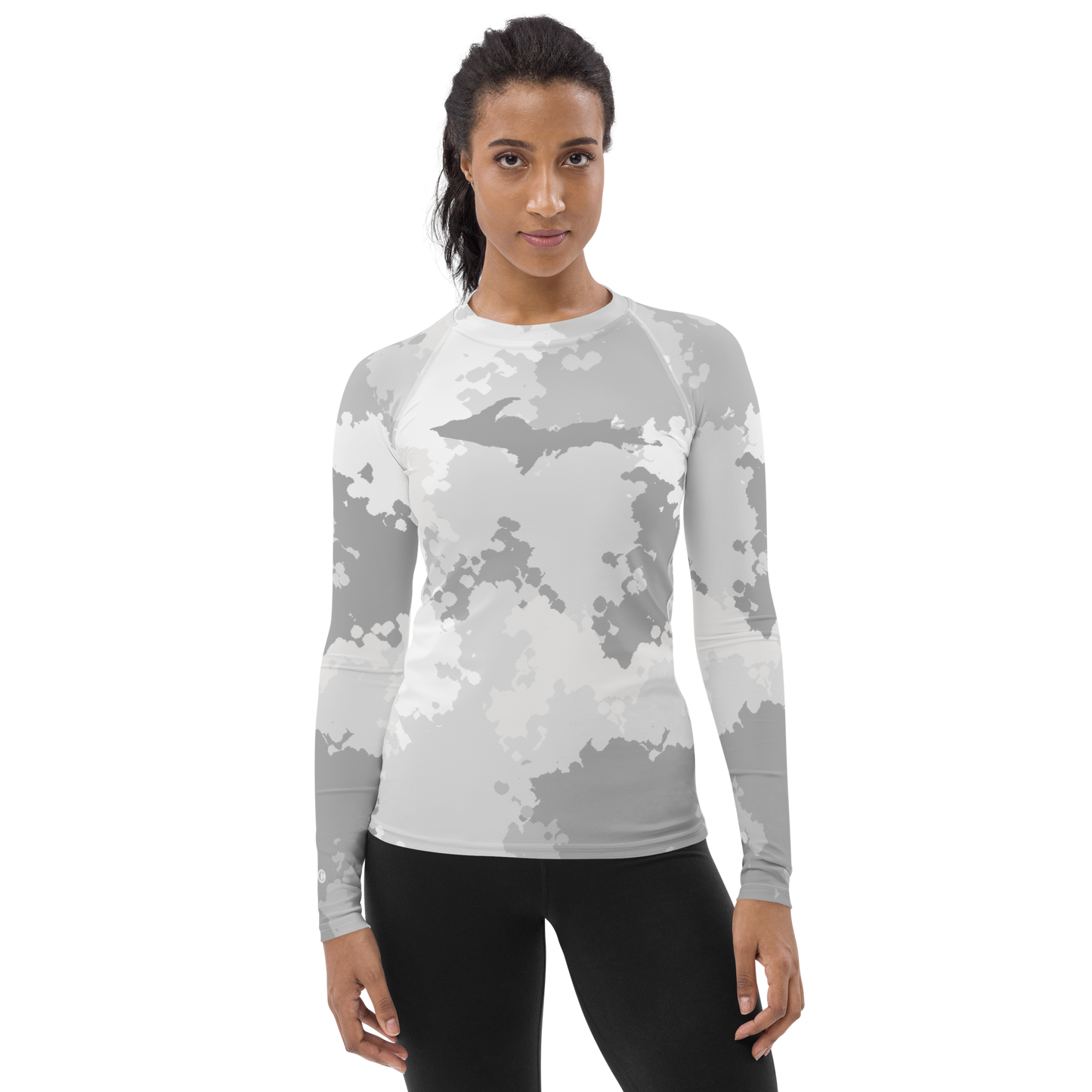 Michigan Upper Peninsula Rash Guard (w/ UP Outline) | Women's - Snow Camo