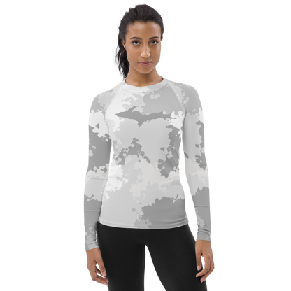 Michigan Upper Peninsula Rash Guard (w/ UP Outline) | Women's - Snow Camo