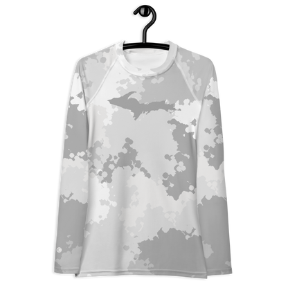 Michigan Upper Peninsula Rash Guard (w/ UP Outline) | Women's - Snow Camo