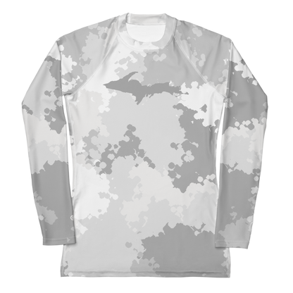 Michigan Upper Peninsula Rash Guard (w/ UP Outline) | Women's - Snow Camo