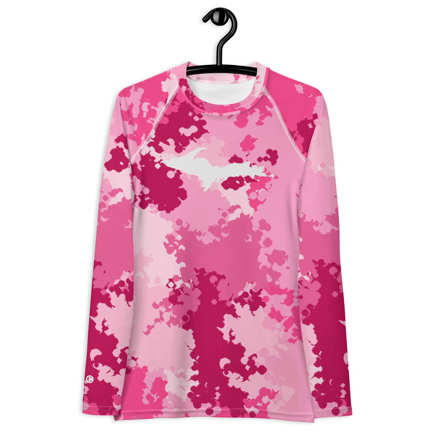 Michigan Upper Peninsula Rash Guard (w/ UP Outline) | Women's - Pink Camo