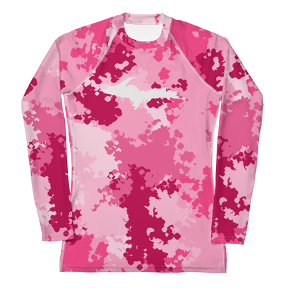 Michigan Upper Peninsula Rash Guard (w/ UP Outline) | Women's - Pink Camo