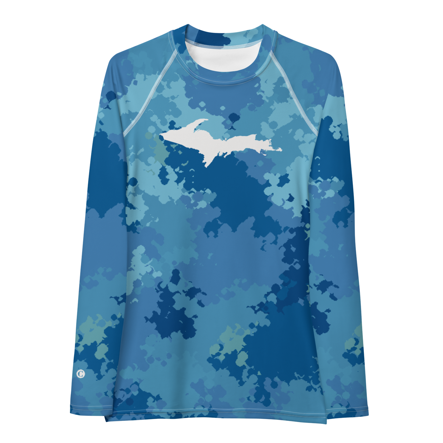 Michigan Upper Peninsula Rash Guard (w/ UP Outline) | Women's - Great Lakes Camo