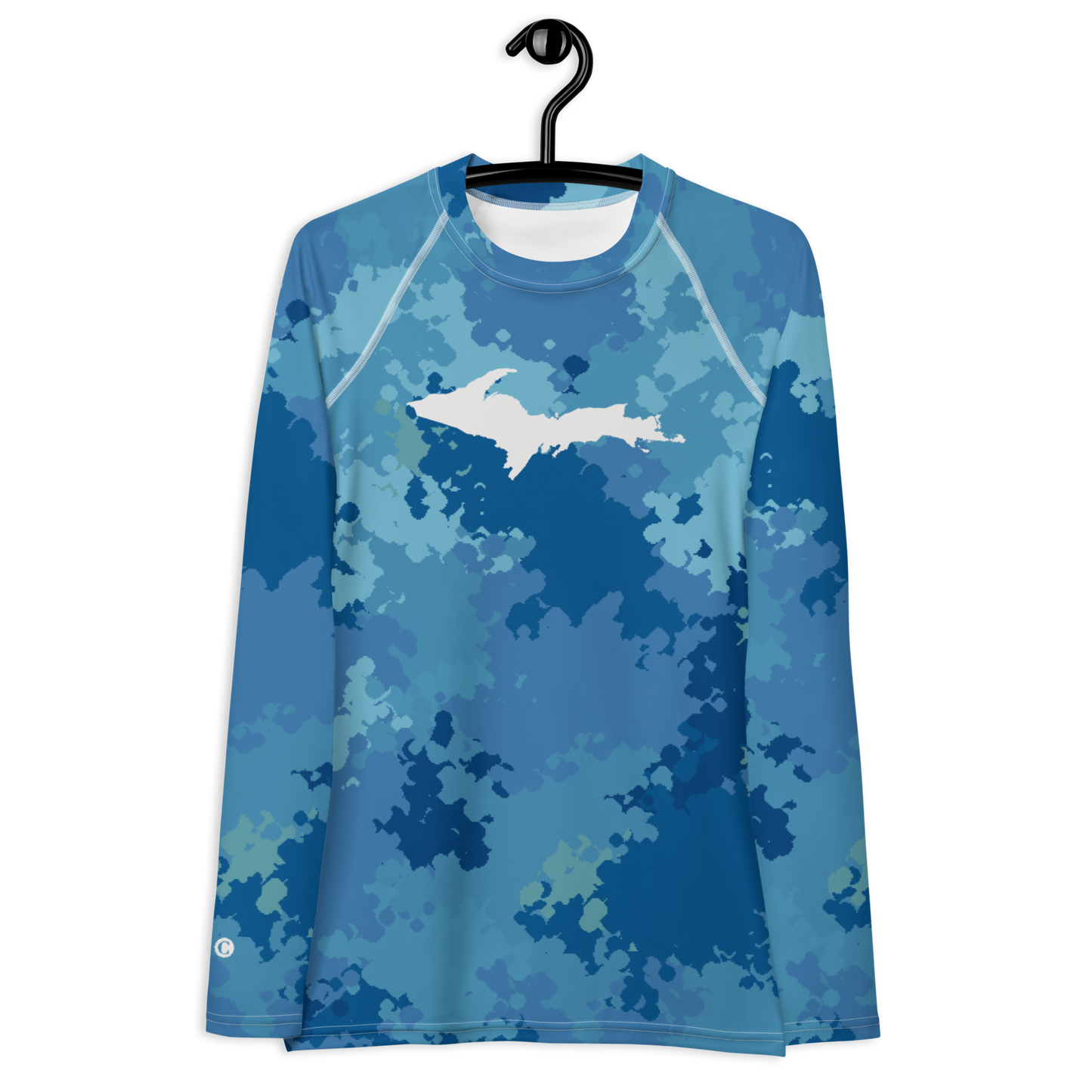 Michigan Upper Peninsula Rash Guard (w/ UP Outline) | Women's - Great Lakes Camo