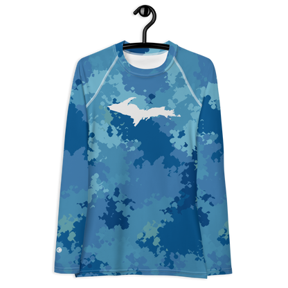 Michigan Upper Peninsula Rash Guard (w/ UP Outline) | Women's - Great Lakes Camo