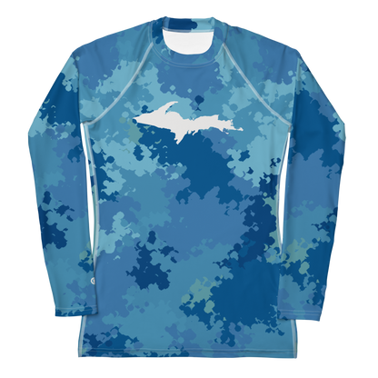 Michigan Upper Peninsula Rash Guard (w/ UP Outline) | Women's - Great Lakes Camo