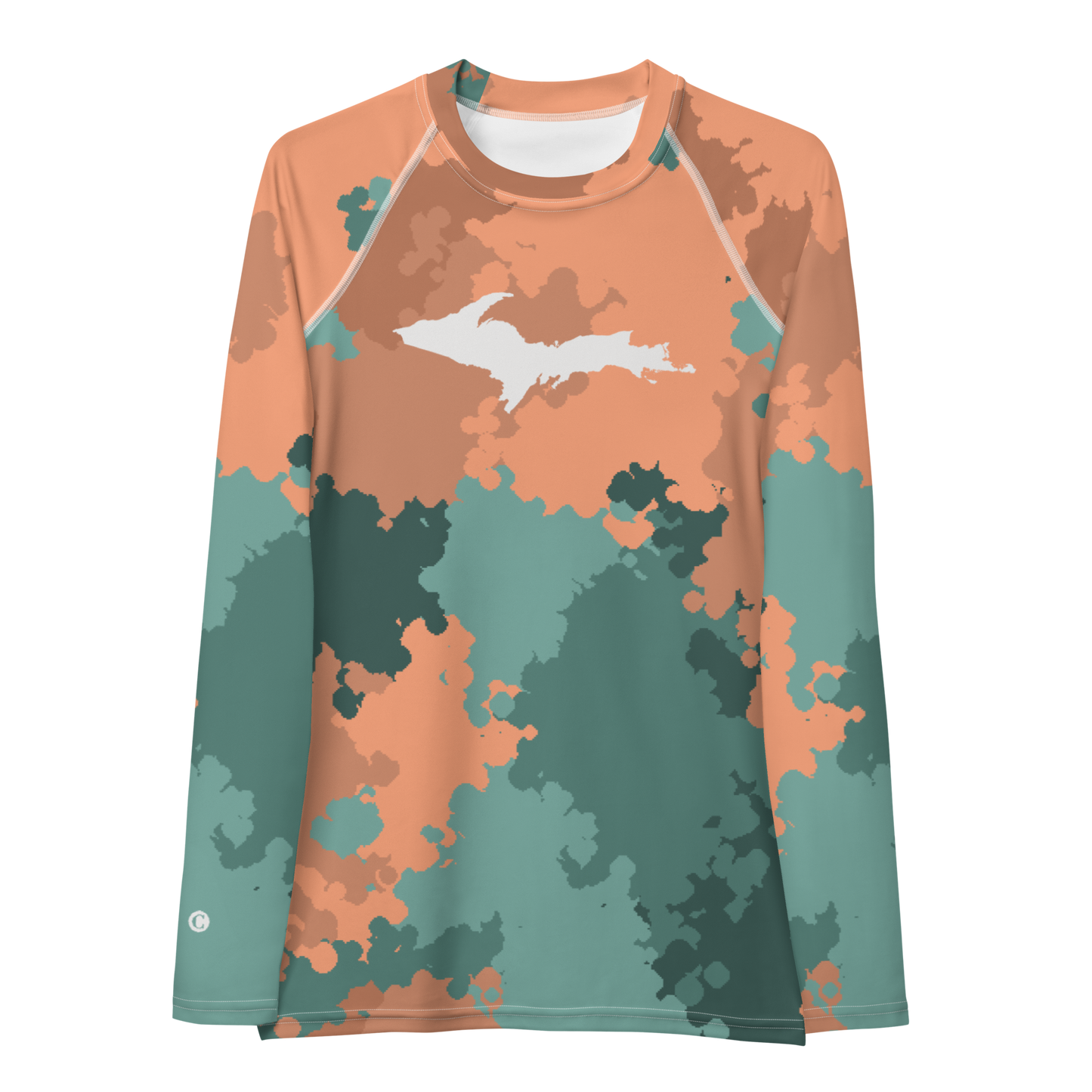 Michigan Upper Peninsula Rash Guard (w/ UP Outline) | Women's - Copper Country Camo