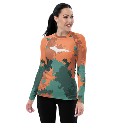 Michigan Upper Peninsula Rash Guard (w/ UP Outline) | Women's - Copper Country Camo