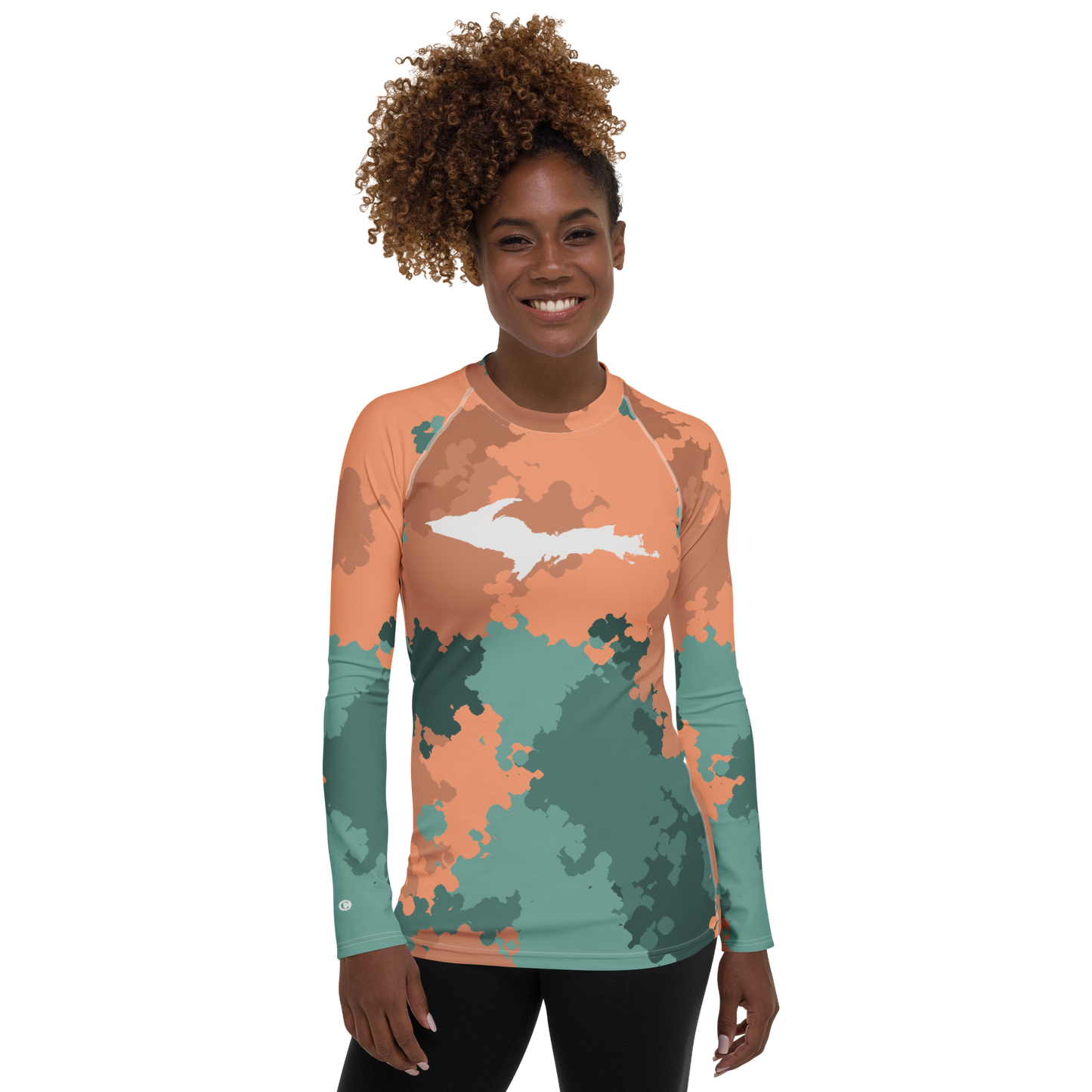 Michigan Upper Peninsula Rash Guard (w/ UP Outline) | Women's - Copper Country Camo