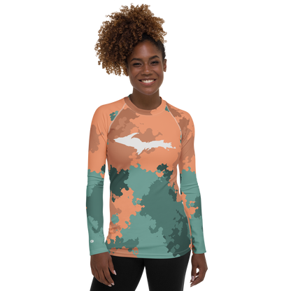 Michigan Upper Peninsula Rash Guard (w/ UP Outline) | Women's - Copper Country Camo