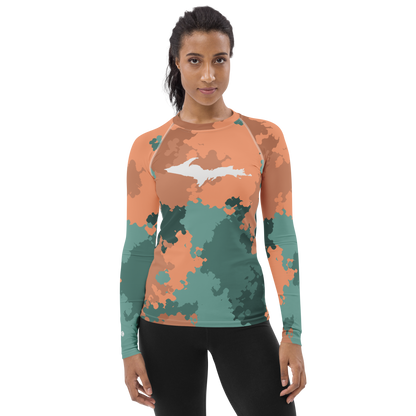 Michigan Upper Peninsula Rash Guard (w/ UP Outline) | Women's - Copper Country Camo