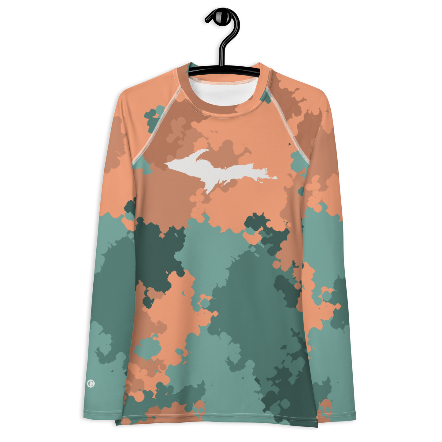 Michigan Upper Peninsula Rash Guard (w/ UP Outline) | Women's - Copper Country Camo