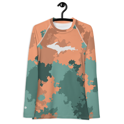 Michigan Upper Peninsula Rash Guard (w/ UP Outline) | Women's - Copper Country Camo