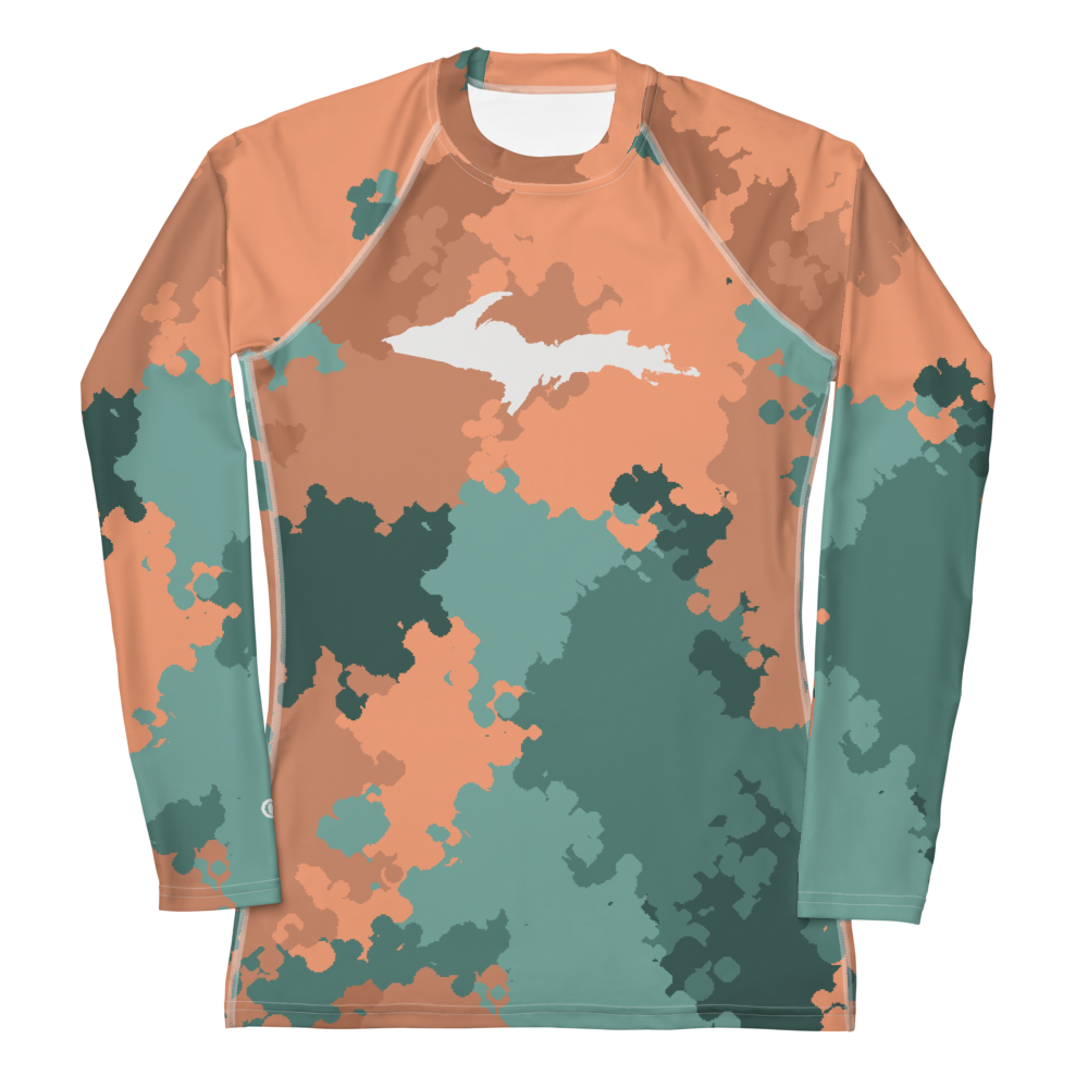 Michigan Upper Peninsula Rash Guard (w/ UP Outline) | Women's - Copper Country Camo