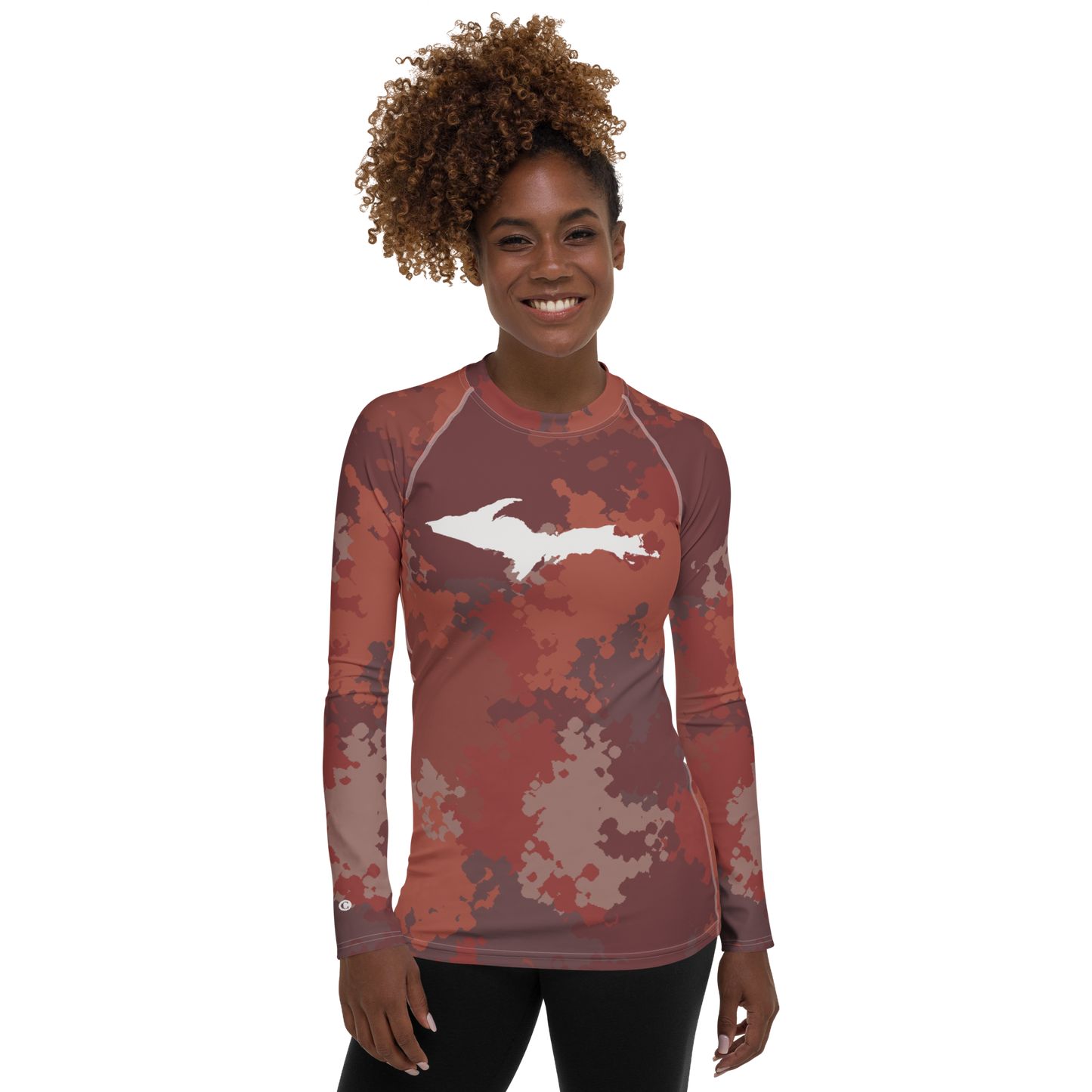 Michigan Upper Peninsula Rash Guard (w/ UP Outline) | Women's - Ore Dock Camo