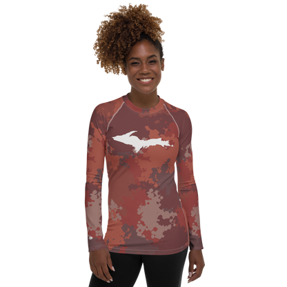 Michigan Upper Peninsula Rash Guard (w/ UP Outline) | Women's - Ore Dock Camo