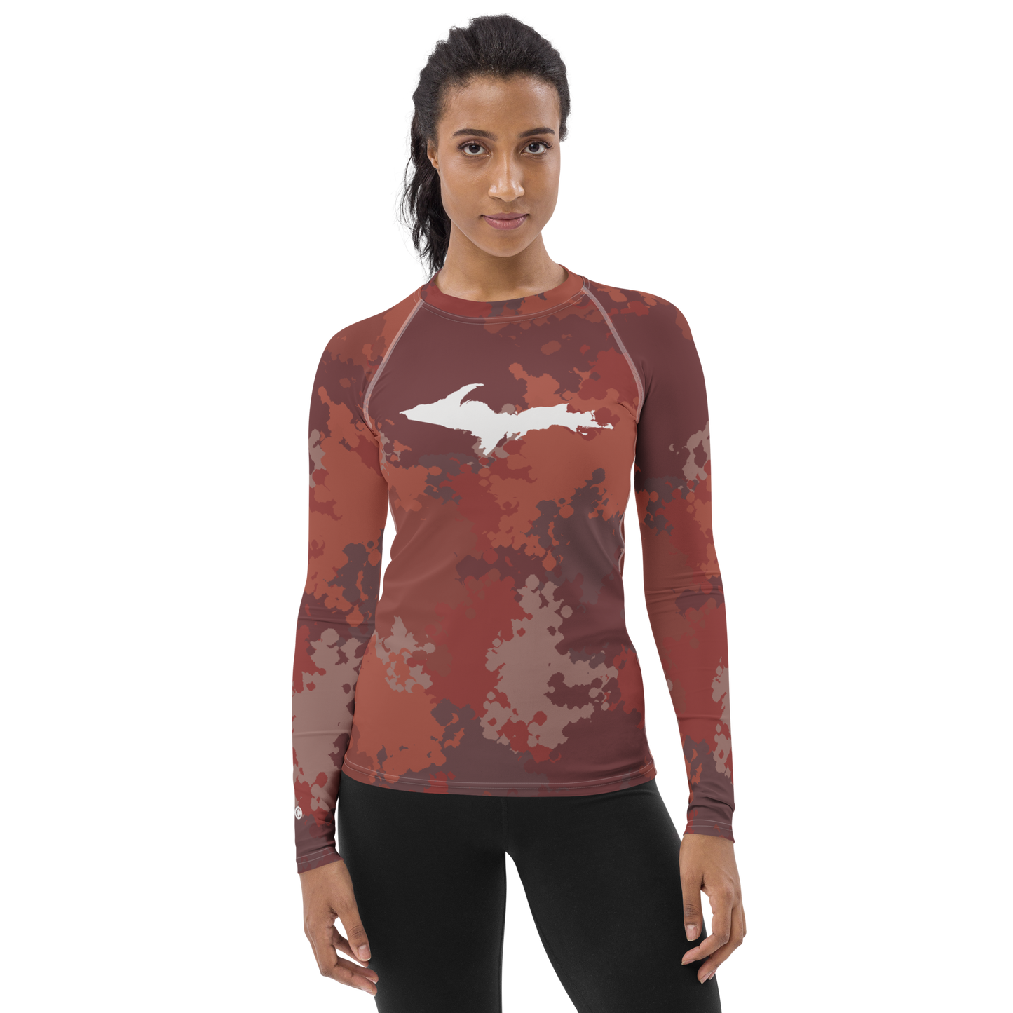 Michigan Upper Peninsula Rash Guard (w/ UP Outline) | Women's - Ore Dock Camo