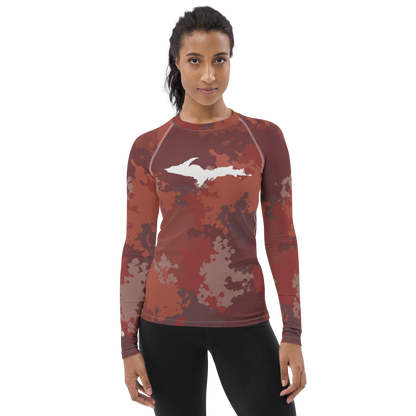 Michigan Upper Peninsula Rash Guard (w/ UP Outline) | Women's - Ore Dock Camo