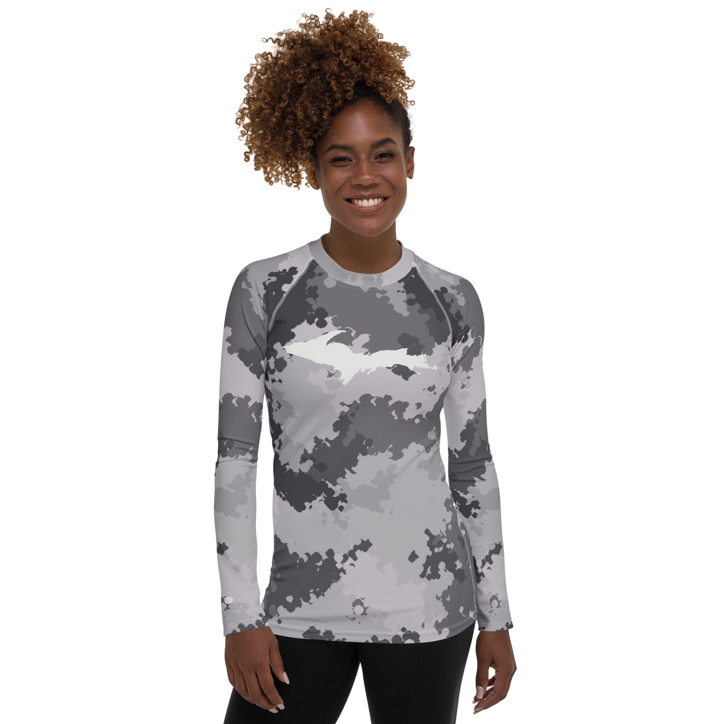 Michigan Upper Peninsula Rash Guard (w/ UP Outline) | Women's - Iron Ore Grey