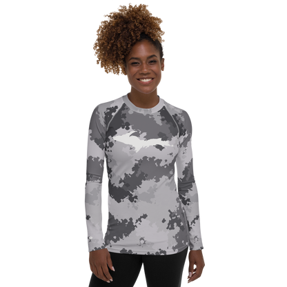 Michigan Upper Peninsula Rash Guard (w/ UP Outline) | Women's - Iron Ore Grey