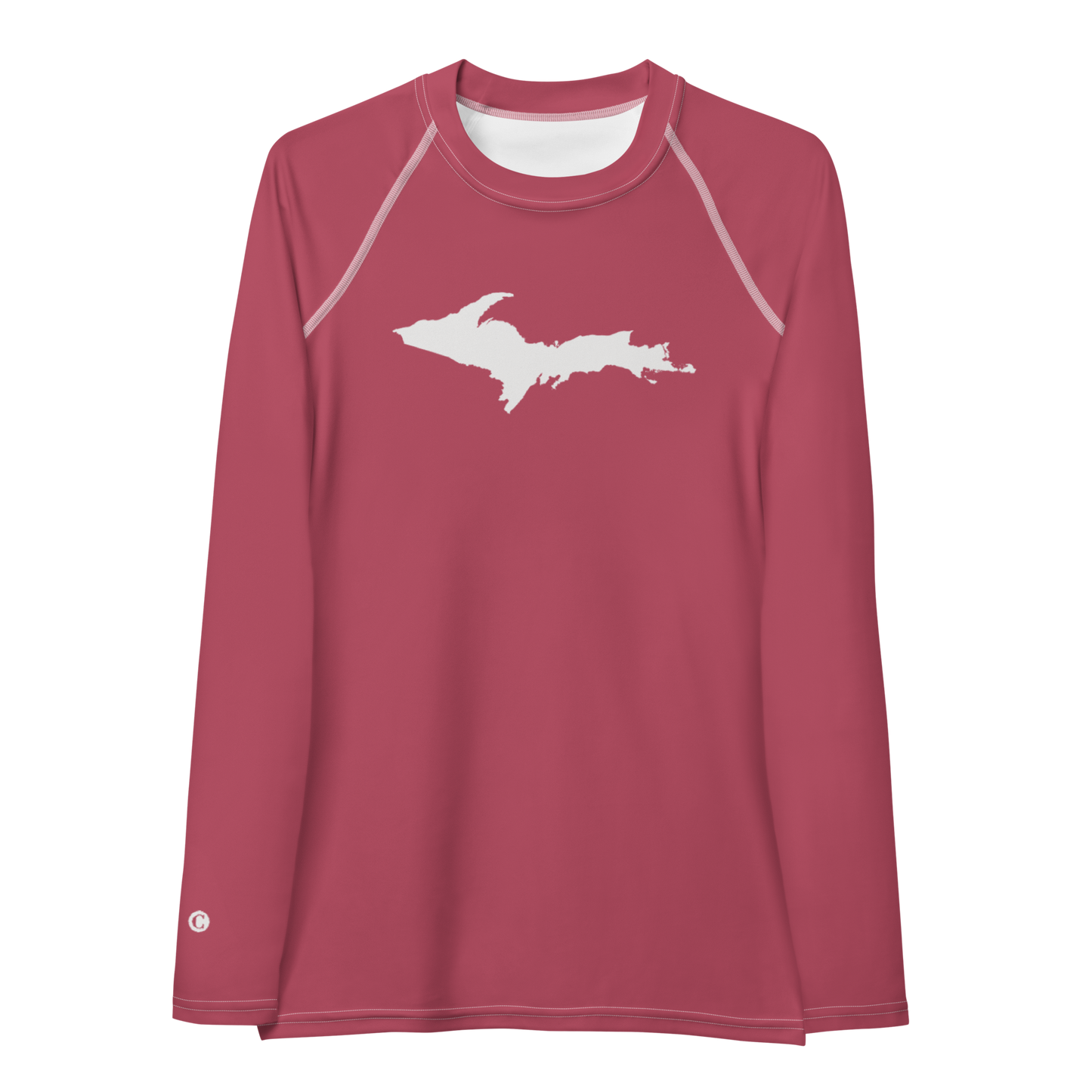 Michigan Upper Peninsula Rash Guard (w/ UP Outline) | Women's - Popstar Pink