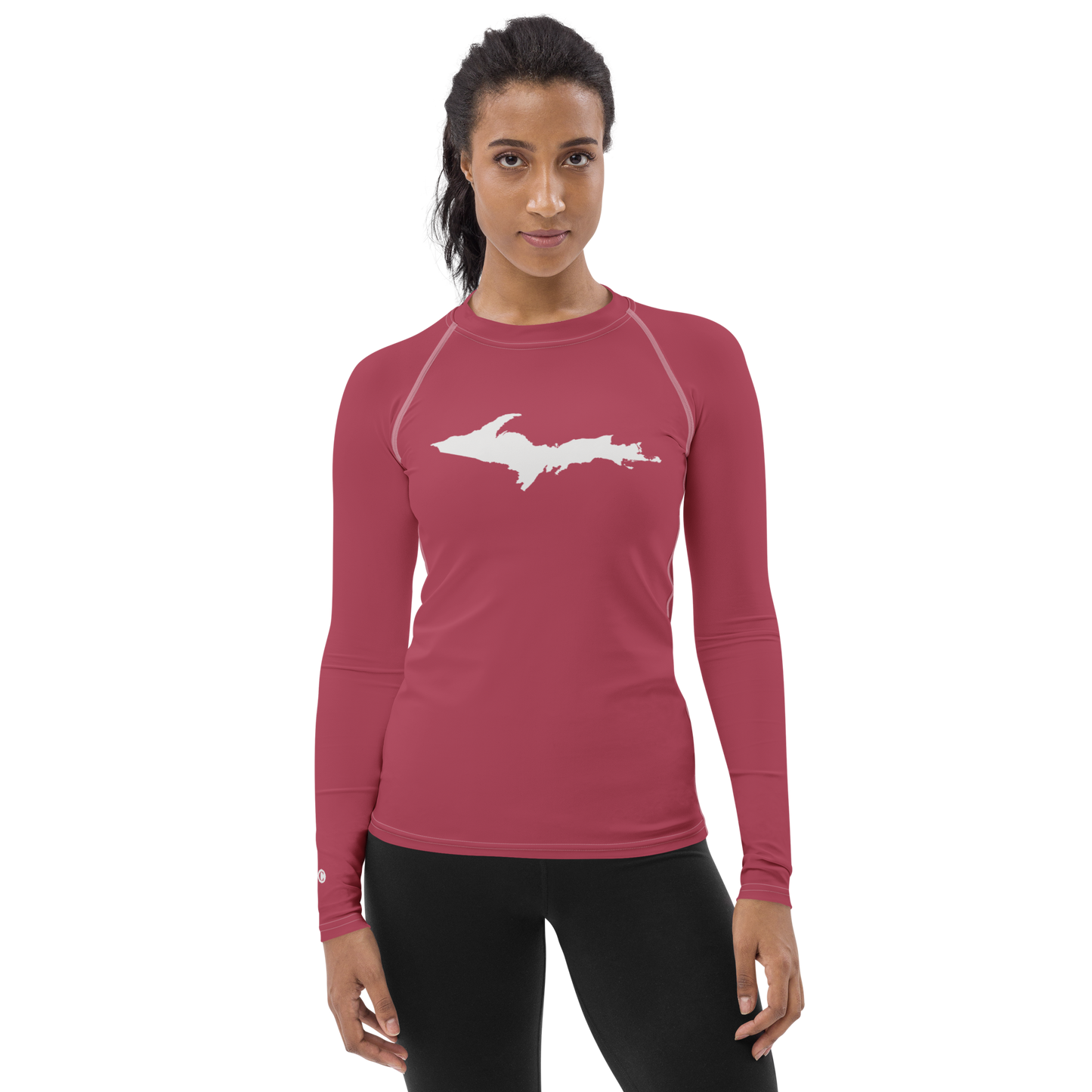 Michigan Upper Peninsula Rash Guard (w/ UP Outline) | Women's - Popstar Pink