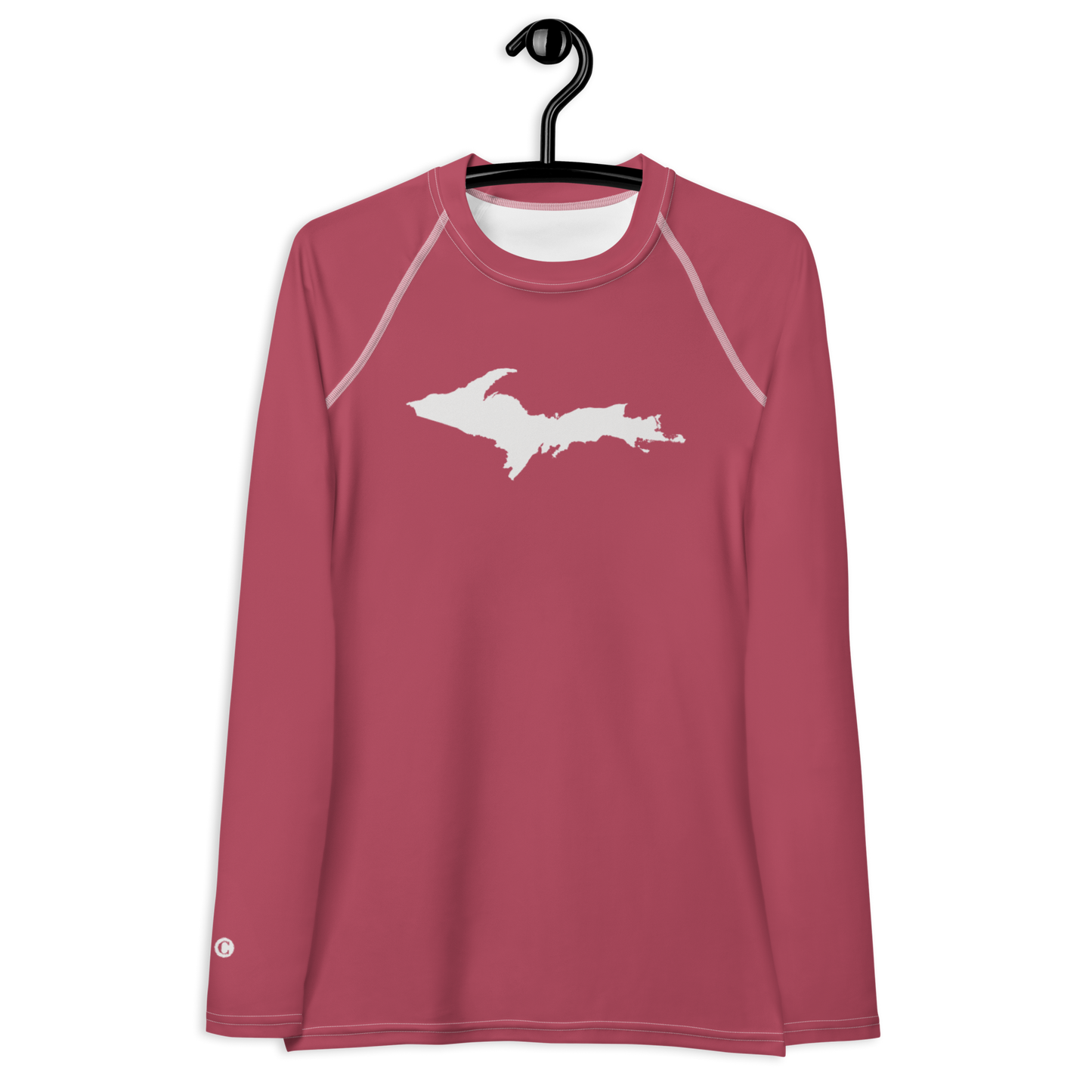 Michigan Upper Peninsula Rash Guard (w/ UP Outline) | Women's - Popstar Pink