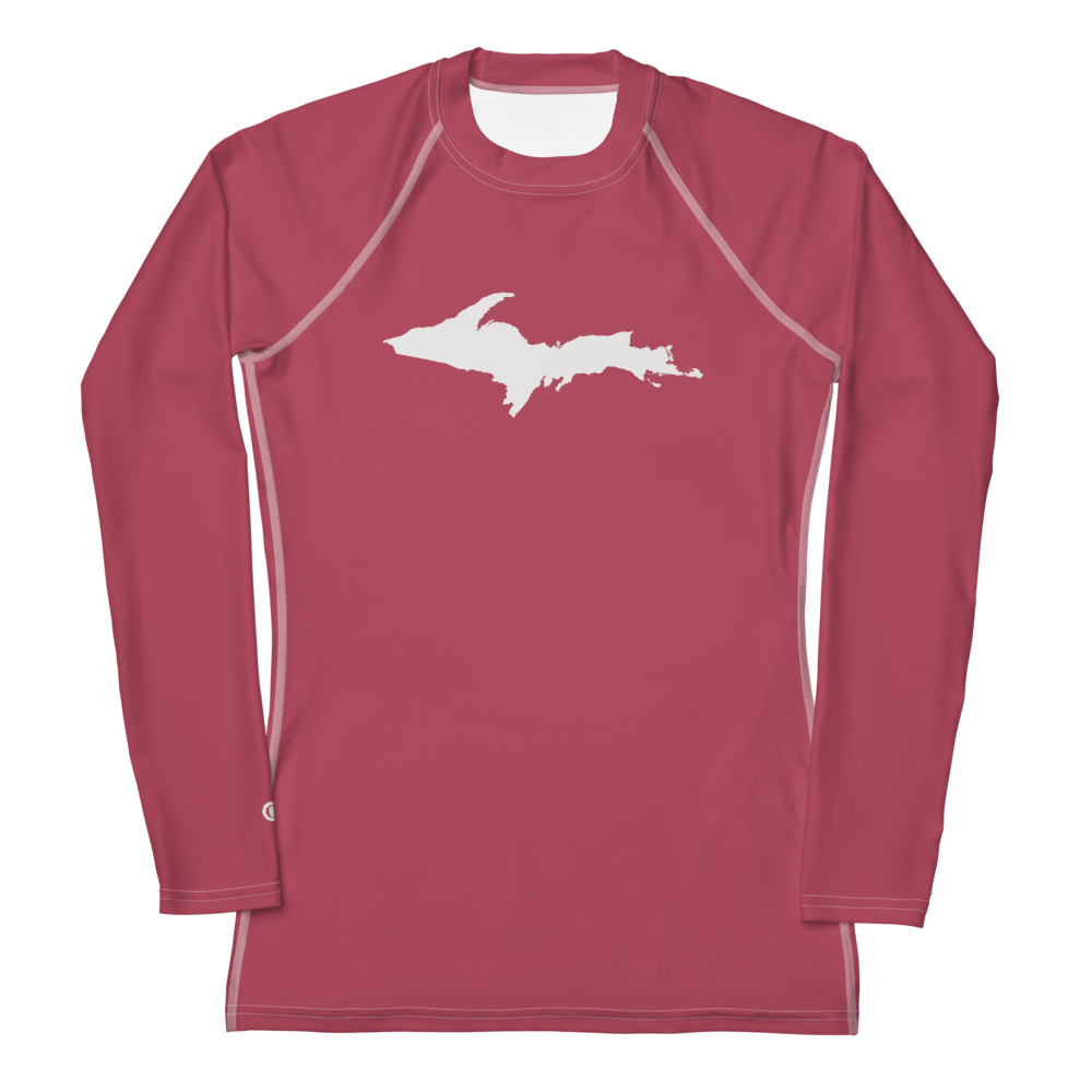 Michigan Upper Peninsula Rash Guard (w/ UP Outline) | Women's - Popstar Pink