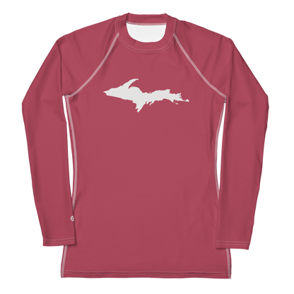 Michigan Upper Peninsula Rash Guard (w/ UP Outline) | Women's - Popstar Pink