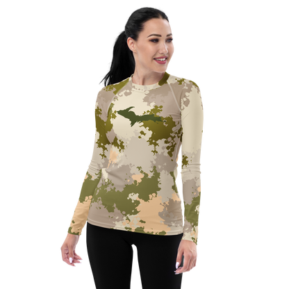 Michigan Upper Peninsula Rash Guard (w/ UP Outline) | Women's - Rosy Mound Camo