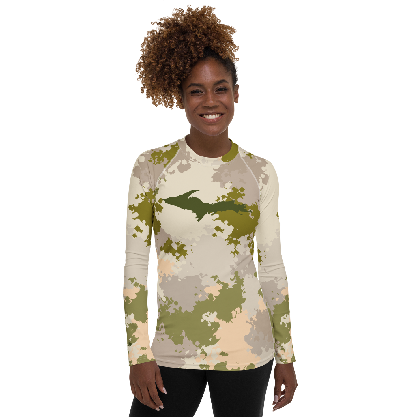 Michigan Upper Peninsula Rash Guard (w/ UP Outline) | Women's - Rosy Mound Camo