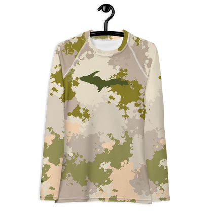 Michigan Upper Peninsula Rash Guard (w/ UP Outline) | Women's - Rosy Mound Camo