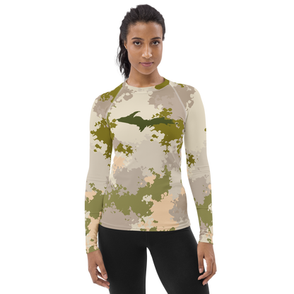 Michigan Upper Peninsula Rash Guard (w/ UP Outline) | Women's - Rosy Mound Camo