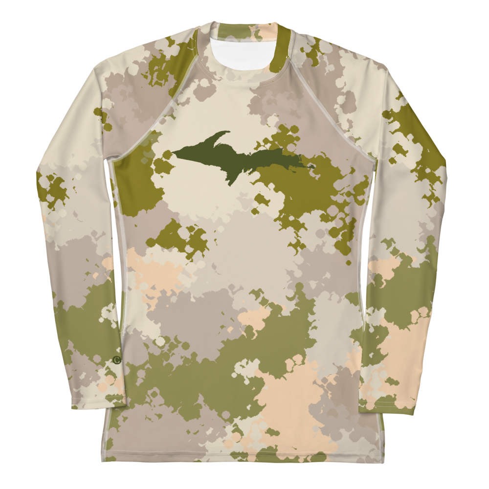 Michigan Upper Peninsula Rash Guard (w/ UP Outline) | Women's - Rosy Mound Camo