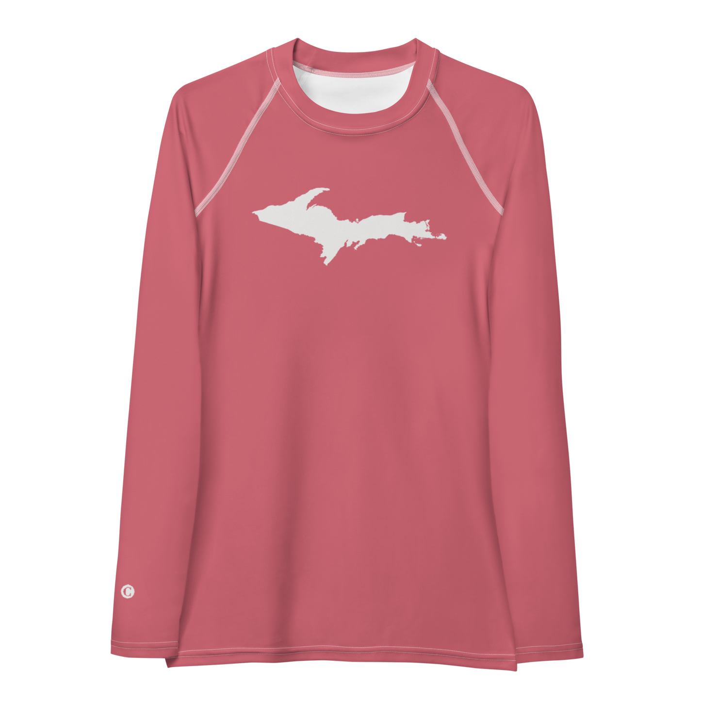 Michigan Upper Peninsula Rash Guard (w/ UP Outline) | Women's - Watermelon Pink