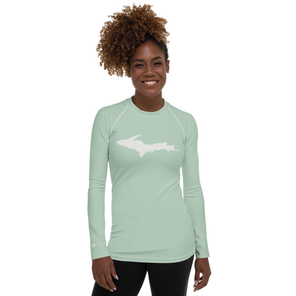 Michigan Upper Peninsula Rash Guard (w/ UP Outline) | Women's - Sea Green