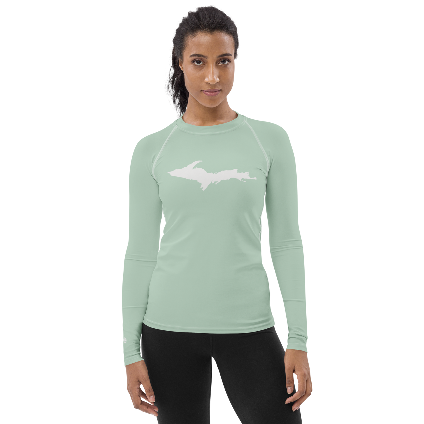 Michigan Upper Peninsula Rash Guard (w/ UP Outline) | Women's - Sea Green