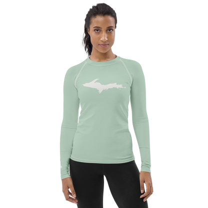 Michigan Upper Peninsula Rash Guard (w/ UP Outline) | Women's - Sea Green