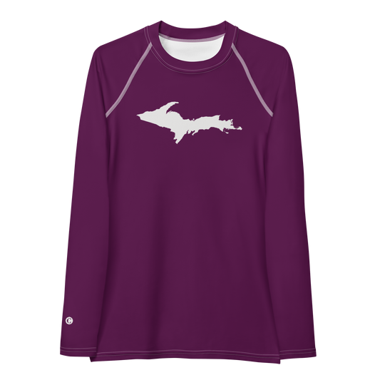 Michigan Upper Peninsula Rash Guard (w/ UP Outline) | Women's - Tyrian Purple