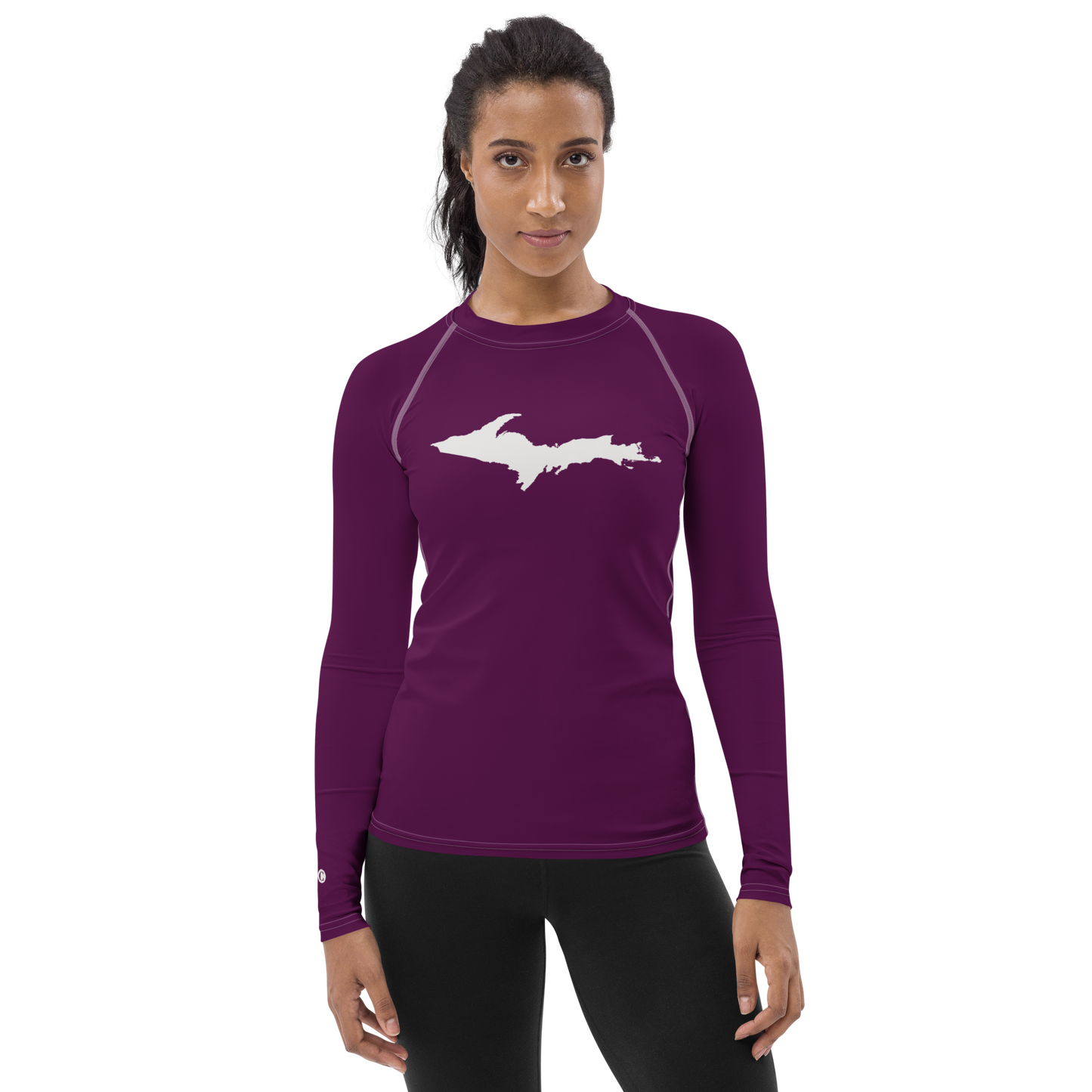 Michigan Upper Peninsula Rash Guard (w/ UP Outline) | Women's - Tyrian Purple