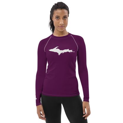 Michigan Upper Peninsula Rash Guard (w/ UP Outline) | Women's - Tyrian Purple