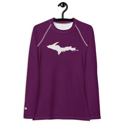 Michigan Upper Peninsula Rash Guard (w/ UP Outline) | Women's - Tyrian Purple